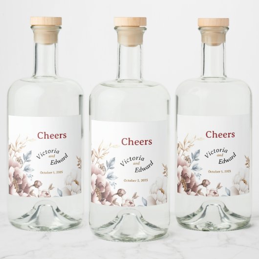 Viktorianisch Peony Luxe Getränke Liquor Flaschen Alkoholflaschenetikett (Flaschen)