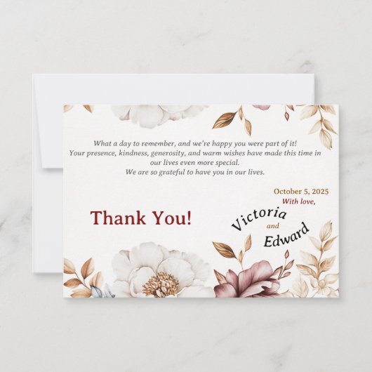 Viktorianisch Peony Luxe Wedding Dankeskarte (Vorderseite)