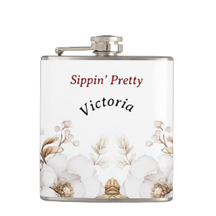 Viktorianisch Peony Luxe Wedding Hers Vinyl Wrappe Flachmann