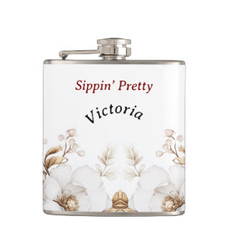 Viktorianisch Peony Luxe Wedding Hers Vinyl Wrappe Flachmann