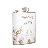 Viktorianisch Peony Luxe Wedding Hers Vinyl Wrappe Flachmann (Rechts)