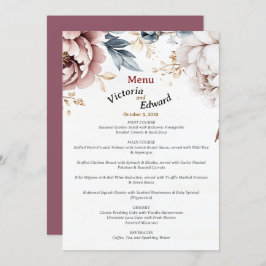 Viktorianisch Peony Luxe Wedding Menu Card 5"x7" Menükarte