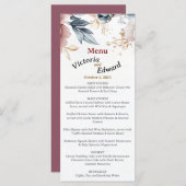 Viktorianisch Peony Luxe Wedding Menu Card Menükarte (Vorne/Hinten)