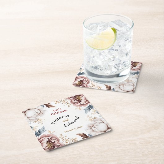 Viktorianisch Peony Luxe Wedding Paper Untersetzer (Vor Ort)
