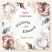 Viktorianisch Peony Luxe Wedding Paper Untersetzer (Vorderseite)