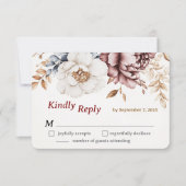 Viktorianisch Peony Luxe Wedding RSVP Card Karte (Vorderseite)