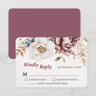 Viktorianisch Peony Luxe Wedding RSVP Card Karte