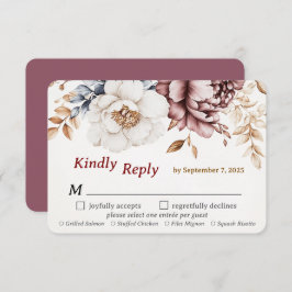 Viktorianisch Peony Luxe Wedding RSVP Card Wahlmen