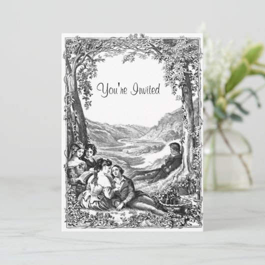 Viktorianisch Picnic Einladung (Stehend Vorderseite)