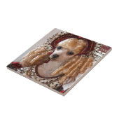 Viktorianisch Poodle Liebe Hunde Pose Fliese (Seite)