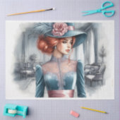 Viktorianisch Red Head Beauty Decoupage Seidenpapier (Basteln)