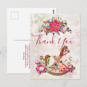 Viktorianisch Rocking Horse Weihnachten Danke Postkarte (Vorne/Hinten)