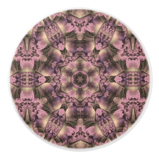 Viktorianisch rosa Antike Keramikknauf (Vorderseite)