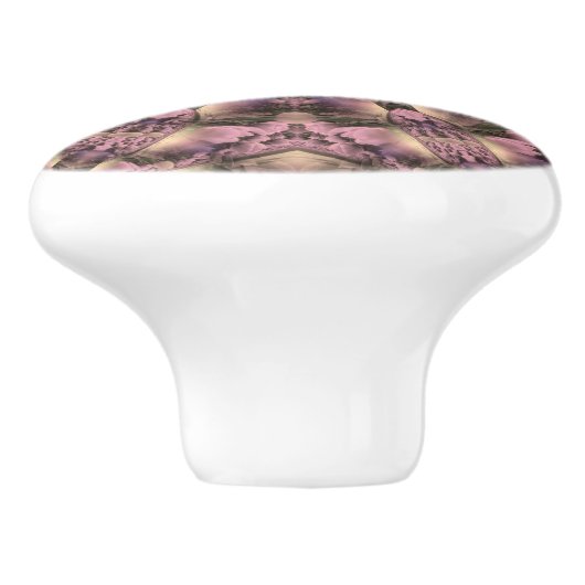 Viktorianisch rosa Antike Keramikknauf (Seitenansicht)