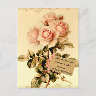 Viktorianisch rosa Rosen mit Motivierend Zitat Postkarte