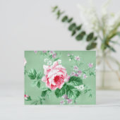 Viktorianisch rosa Rosen Postkarte (Stehend Vorderseite)