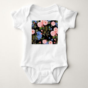 Viktorianisch rosa Rosenbukett. Baby Strampler