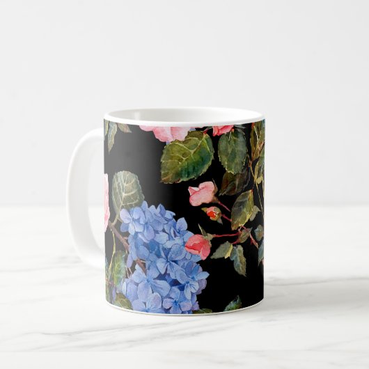 Viktorianisch rosa Rosenbukett. Kaffeetasse (Vorderseite Links)
