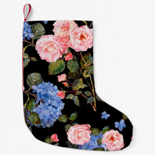 Viktorianisch rosa Rosenbukett. Kleiner Weihnachtsstrumpf