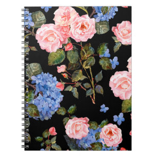 Viktorianisch rosa Rosenbukett. Notizblock