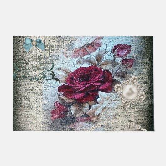 Viktorianisch Rose Ephemera Styled Fußmatte (Vorderseite)