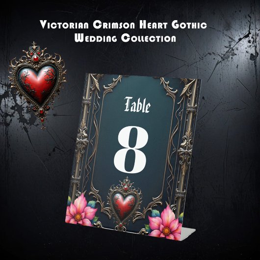 Viktorianisch Rot Gothic Heart Sockelschild