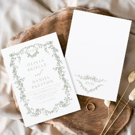 Viktorianisch Sage Green Floral Wedgram Einladung