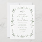 Viktorianisch Sage Green Foto Monogram Wedding Einladung (Vorderseite)