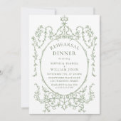 Viktorianisch Sage Green Probe Dinner QR-Code Einladung (Vorderseite)