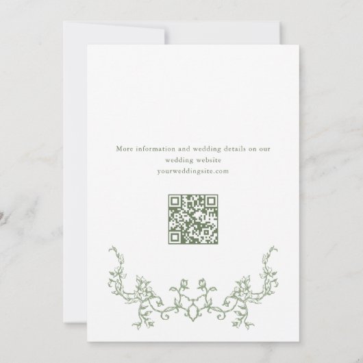 Viktorianisch Sage Green Probe Dinner QR-Code Einladung (Rückseite)