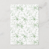 Viktorianisch Sage Green Toile Hochzeitdetails Begleitkarte (Rückseite)