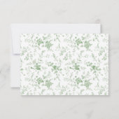 Viktorianisch Sage Green Toile Wedding RSVP Card Karte (Rückseite)