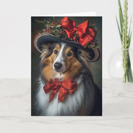 Viktorianisch Sheltie Feiertagskarte (Vorderseite)