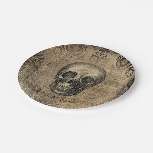 Viktorianisch Skull Grunge halloween Pappteller (Schrägansicht)