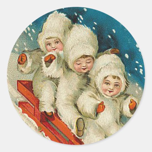 Viktorianisch Snow Baby Weihnachtsaufkleber Runder Aufkleber (Vorderseite)