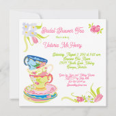 Viktorianisch Stacks Tee Cups Brautparty Tee Party Einladung (Vorderseite)