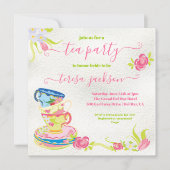 Viktorianisch Stacks Tee Cups Tee Party Einladung (Vorderseite)