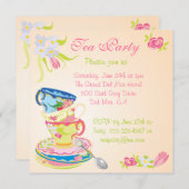 Viktorianisch Stacks Tee Cups Tee Party Einladung (Vorne/Hinten)