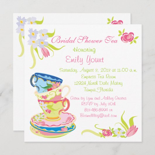 Viktorianisch Stacks Tee Cups Tee Party Einladung (Vorne/Hinten)