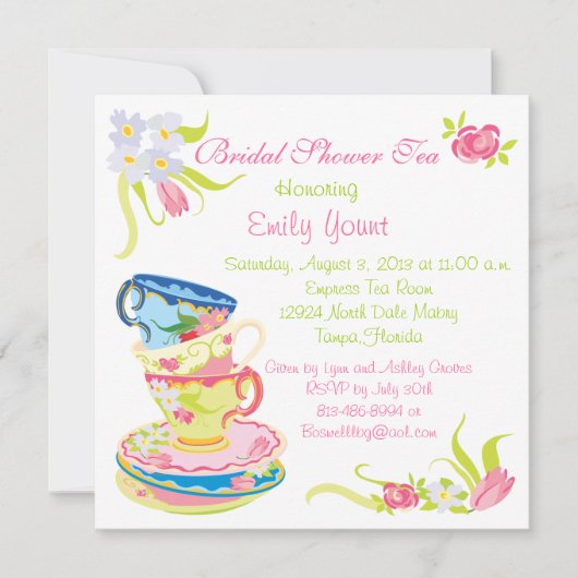Viktorianisch Stacks Tee Cups Tee Party Einladung (Vorderseite)