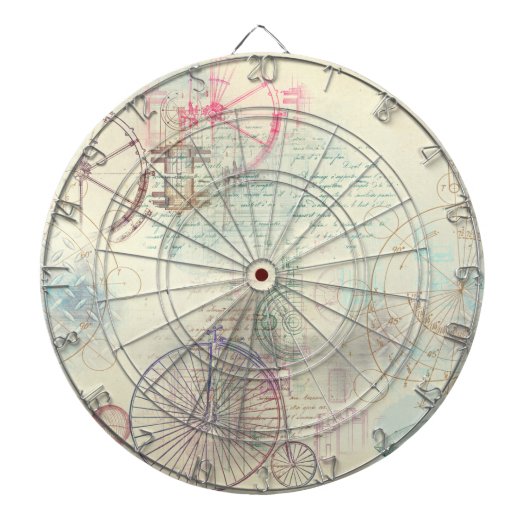 Viktorianisch Steampunk | Aquarellgrunge Pastell Dartscheibe (vorne)