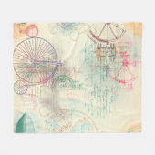 Viktorianisch Steampunk | Aquarellgrunge Pastell Fleecedecke (Vorderseite (Horizontal))