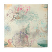 Viktorianisch Steampunk | Aquarellgrunge Pastell Fliese (Vorderseite)