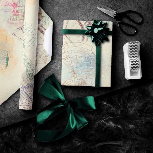 Viktorianisch Steampunk | Aquarellgrunge Pastell Geschenkpapier