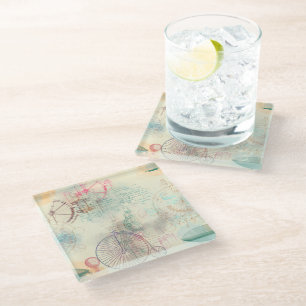 Viktorianisch Steampunk   Aquarellgrunge Pastell Glasuntersetzer