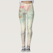 Viktorianisch Steampunk | Aquarellgrunge Pastell Leggings (Vorderseite)