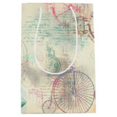 Viktorianisch Steampunk | Aquarellgrunge Pastell Mittlere Geschenktüte (Vorderseite)