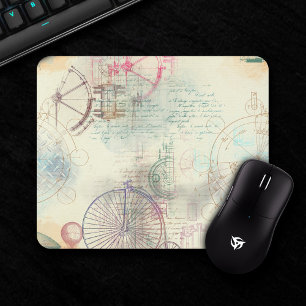 Viktorianisch Steampunk Aquarellgrunge Pastell Mousepad