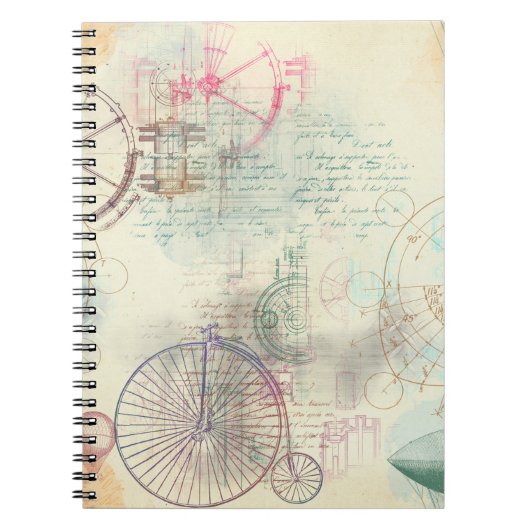 Viktorianisch Steampunk | Aquarellgrunge Pastell Notizblock (Vorderseite)