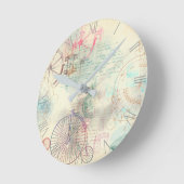 Viktorianisch Steampunk | Aquarellgrunge Pastell Runde Wanduhr (Winkel)